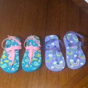 Kids Rainbow and Sea Life Flip Flops